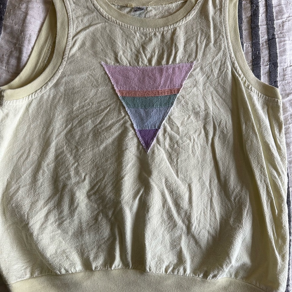 Yellow Tank Top with Pastel Triangle Design